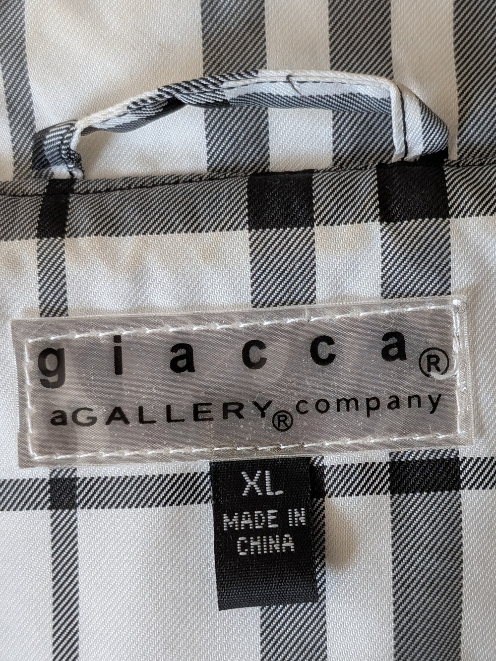 giacca Black & White Plaid Double-Breasted  Trench Style Rain Coat & Windbreaker - Picture 8 of 15